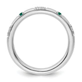 14k White Gold Stackable Expressions Created Emerald and Dia. Ring